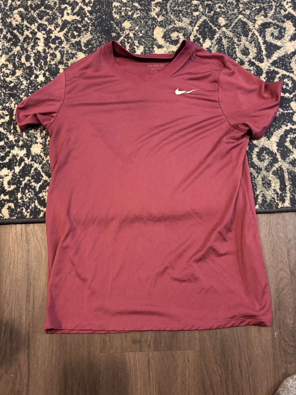 Nike Women’s Short Sleeve Athletic Tee — Burgundy with White Swoosh
